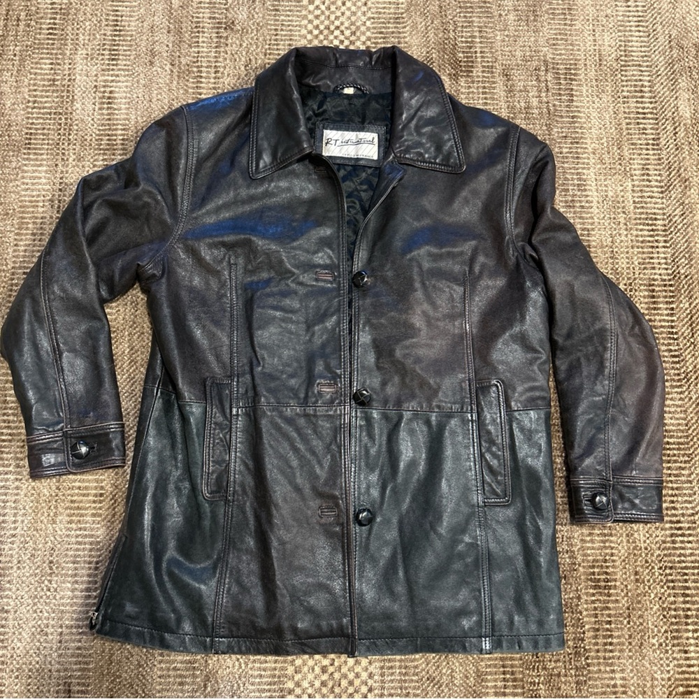 RT International Women’s Black Lamb Leather Blazer Jacket Size Large
